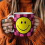 Checkmate Checkerboard Smiley Face Mugs Choice Of Six Colours, thumbnail 1 of 12