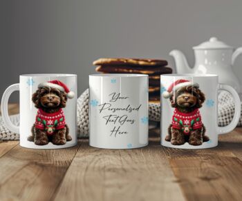 Personalised Chocolate Cockapoo In Christmas Jumper Mug B, 2 of 2