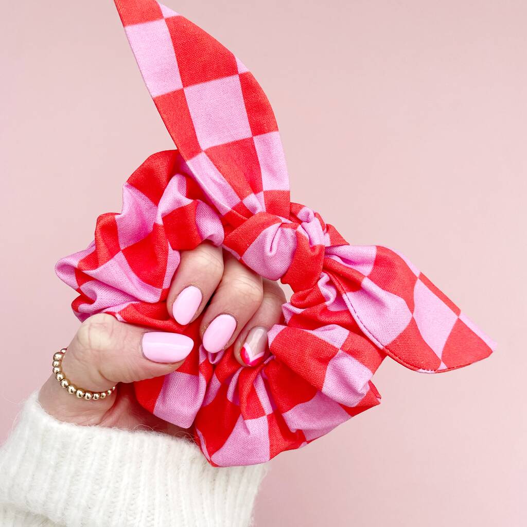 Checkerboard Bow Scrunchie Girls Gift, 1 of 3