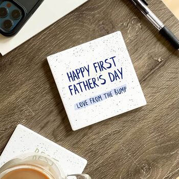 'Happy First Father's Day From Bump' Ceramic Coaster, 9 of 9