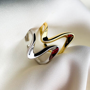 Sterling Silver Wave Adjustable Ring, 4 of 5