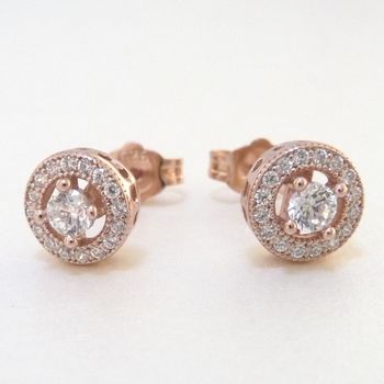 Rose Gold Plated Or Silver Cubic Zirconia Stud Earrings, 3 of 7