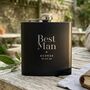 Personalised Engraved Black Metal Hip Flask Wedding Party And Father Of The Bride Gift, thumbnail 2 of 10