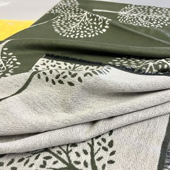 Olive Green Mulberry Tree Of Life Print Scarf, 2 of 6