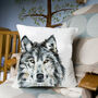 Inky Wolf Large Luxury Cushion And Pad, thumbnail 1 of 4