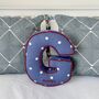 Embroidered Letter Cushion In Navy Star, thumbnail 2 of 4