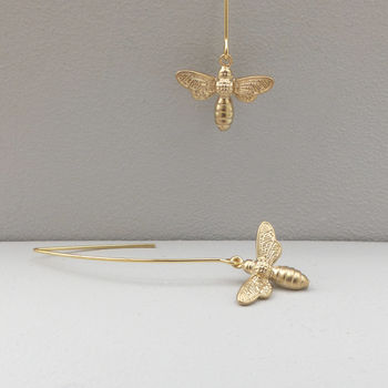 Gold Plated Bee Earrings, 2 of 6