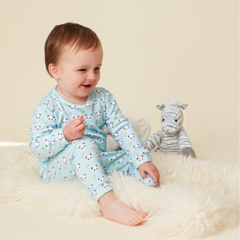Baby And Children's Blue Panda Print Cuffed Pyjamas, 3 of 5
