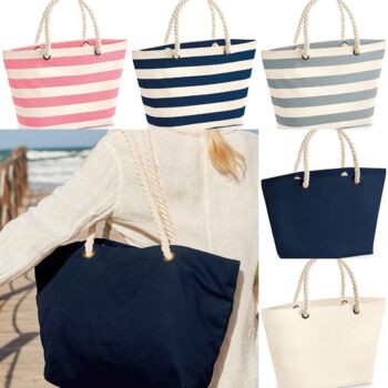 Personalised Cotton Canvas Tote Beach Bag, 2 of 6