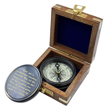 Personalised Gunmetal Poem Compass For Graduation Gift, 6 of 12