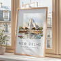 Delhi India Travel Poster Of The Lotus Temple, thumbnail 3 of 7