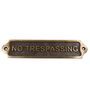 No Trespassing Brass Door Sign Plaque, thumbnail 4 of 12