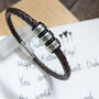 Mens Personalised Leather Bracelet With Engraved Rings, thumbnail 8 of 10