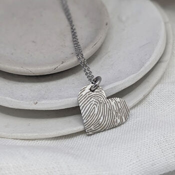 Fingerprint Heart Stainless Steel Necklace, 2 of 6