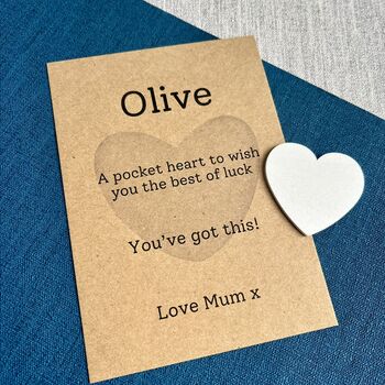 Good Luck Pocket Wooden Heart Card, 2 of 3