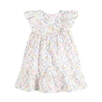 Nina White Floral Frill Dress, 2 of 5