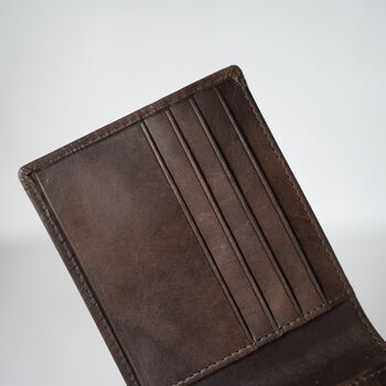 Engraved Vintage Leather Personalised Bifold Wallet, 4 of 5