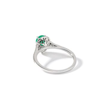 White Gold Pear Emerald And Diamond Halo Ring, 3 of 6