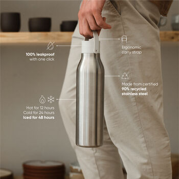 Circular And Co 1 L Stainless Steel Water Bottle Pebble White, 4 of 6