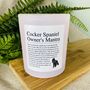 Fun Personalised Cocker Spaniel Dog Owner's Candle, thumbnail 3 of 11