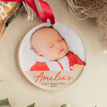 Personalised Baby's First Christmas Bauble Custom Photo Keepsake, 3 of 5