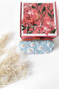 Coastal Blue | Light Blue Floral Embroidery Summer Clutch, 6 of 8