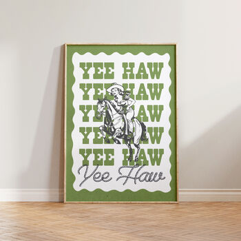 Yee Haw Cowgirl Western Wild West Wall Print, 3 of 9