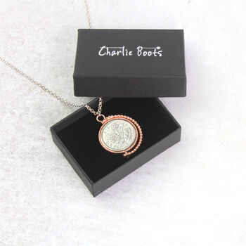 70th Birthday 1954 Lucky Sixpence Spinner Necklace, 6 of 10