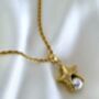 Celestial Star Pearl Necklace – 18k Gold Plated Stainless Steel With Cz Crystals, Waterproof And Adjustable Rope Chain, Gift For Her, thumbnail 4 of 9