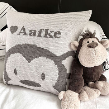 Personalised Knitted Monkey Cushion, 5 of 9