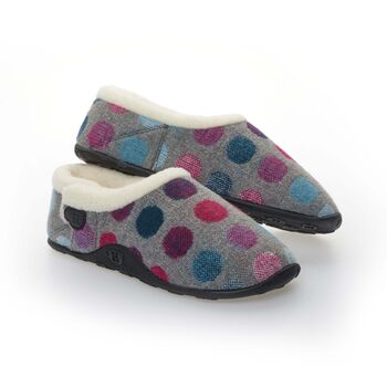 Florence Grey Pink Purple Spot Women's Slippers Indoor/Garden Shoes, 4 of 9