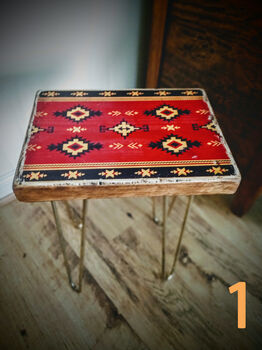 Kilim Pattern Ethnic Style Side Table, 4 of 6