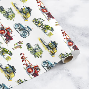 Tractor Wrapping Paper Roll Or Folded, Farm Gift Wrap, 3 of 3