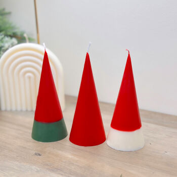 Two Tone Red Christmas Pillar Minimalist Candles, 3 of 3
