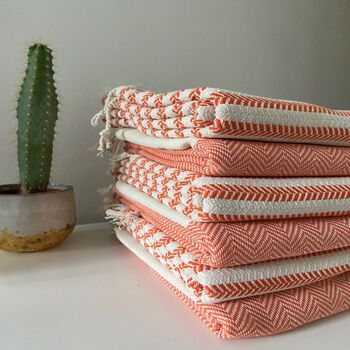 Herringbone Design Orange Sofa Throw Blanket, 3 of 9