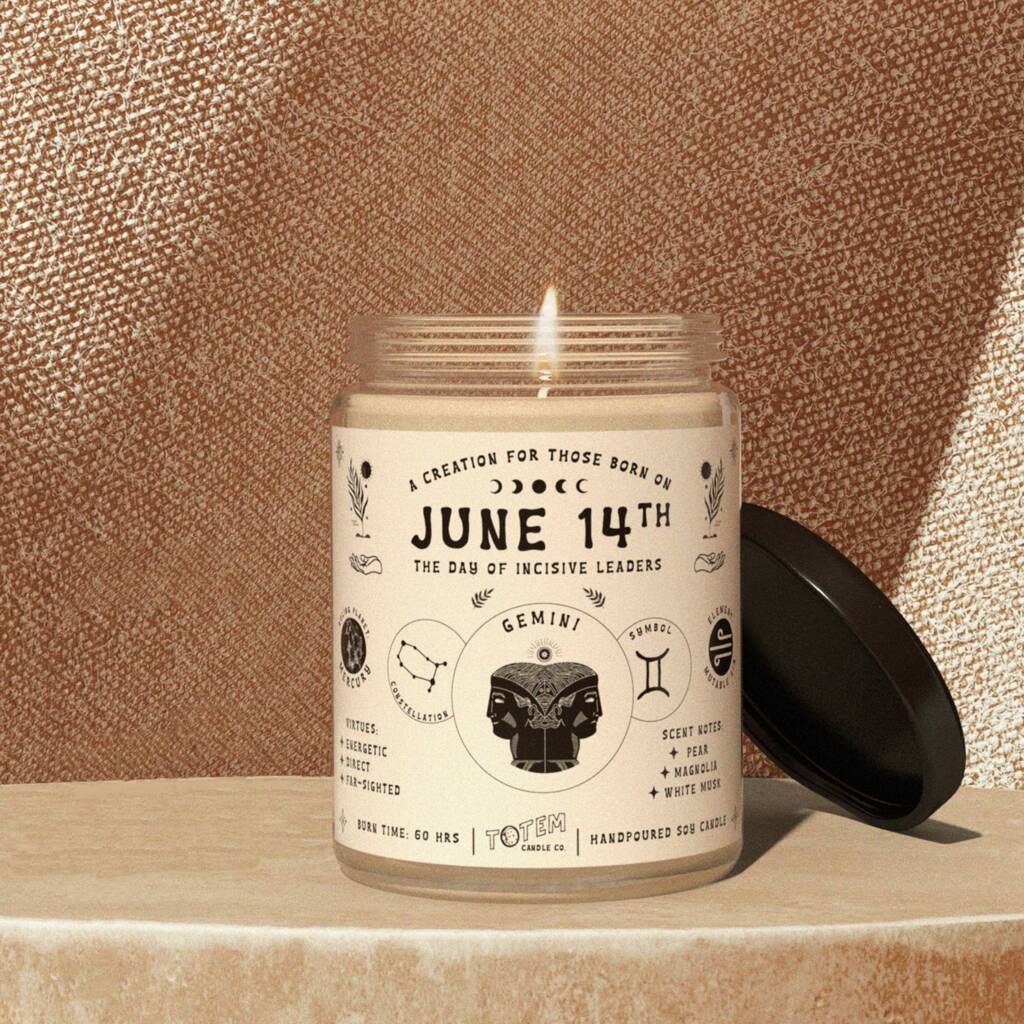 Gemini Birth Date Zodiac Gift Candle By Totem Candle Co