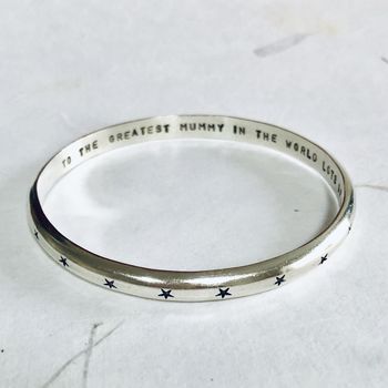 Personalised Hearts Or Stars Heavy Silver Bangle, 6 of 6