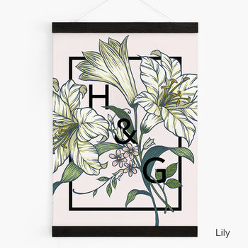 Personalised Couples Initials Floral Botanical Print, 9 of 12