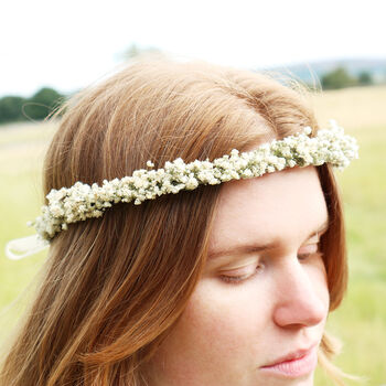 Dried Gypsophila Flower Crown Wedding Hair Accessory, 5 of 5
