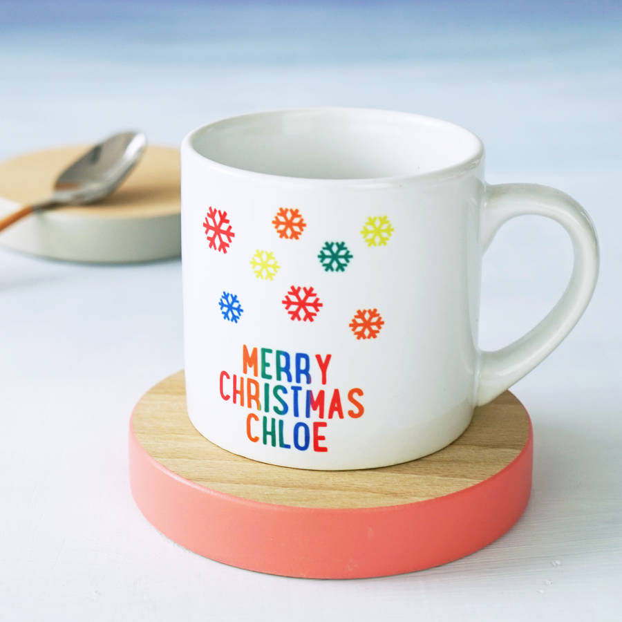 Personalised Rainbow Snowflake Christmas Children's Mug, 1 of 3