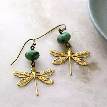 Turquoise Dragonfly Earrings, 2 of 6