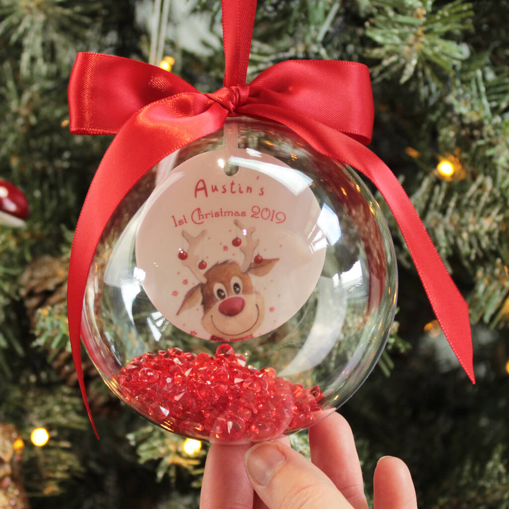 Personalised Rudolph First Christmas Bauble, 1 of 2