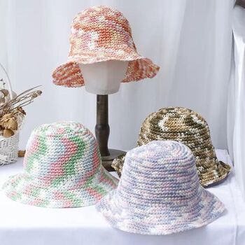 Monaco Grapefruit Ombré Crochet Multi Straw Beach Hat, 6 of 7