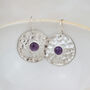 Sterling Silver Semi Precious Shield Earrings, thumbnail 2 of 12