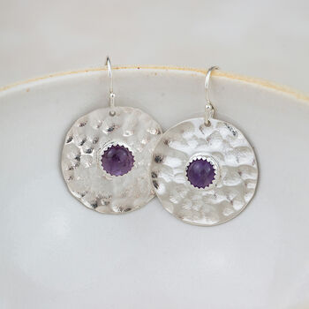 Sterling Silver Semi Precious Shield Earrings, 2 of 12