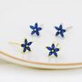 Sterling Silver Sapphire Blue Cz Flower Stud Earrings, thumbnail 1 of 10