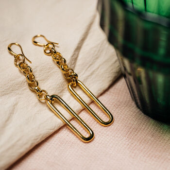 The Reevie Earrings Gold Chain Link Earrings, 3 of 4