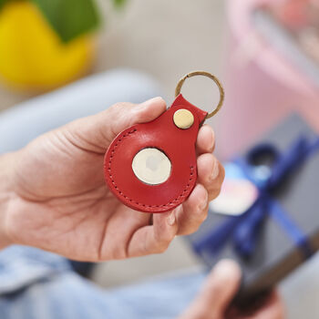 Personalised Leather Keyring For Airtag With Circular Engraved Message, 5 of 9