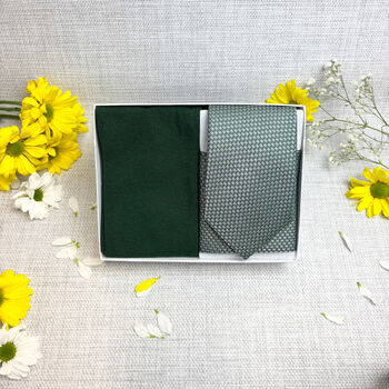 Dark Green Woven Wedding Tie Set, 2 of 6