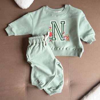 Grinch Varsity Letter Personalised Baggy Tracksuit, 2 of 3